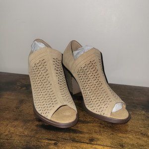 Dirty Laundry Camel Split Suede Peep Toe Bootie